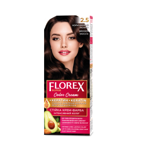 Patvarūs plaukų dažai "FLOREX" 2.5 (ruda moka)